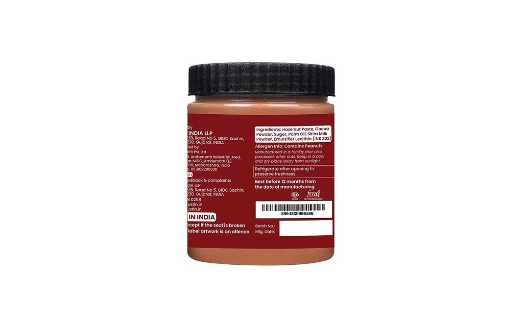 Mustin Chocolate Hazelnut Spread Creamy   Plastic Jar  200 grams